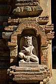 Bagan Myanmar. Htilominlo temple. Nicely carved reliefs of the doorways. 